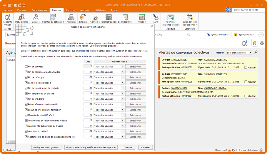 Alertas de convenios colectivos y notificaciones automáticas